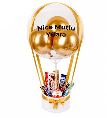 Balonlu Çikolata Beyaz Kutu Gold