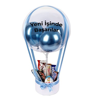 Balonlu Çikolata Mavi Kutu