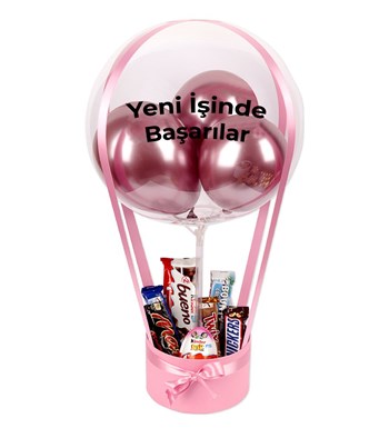 Balonlu Çikolata Pembe Kutu