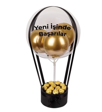 Balonlu Gold Fındıklı Çikolatalı Siyah Kutu