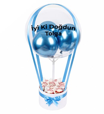 Balonlu Raffaello Çikolatalı Beyaz Kutu