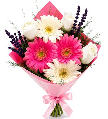 Beyaz Gül ve Gerbera Buketi