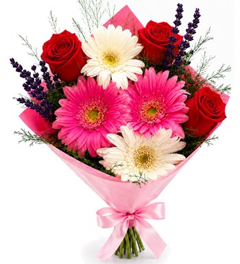 Kırmızı Gül ve Gerbera Buketi