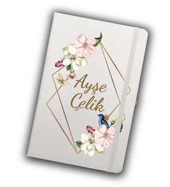 Kişiye Özel Beyaz Defter & Beyaz Kupa & Makyaj Aynası & Beyaz Kalem & Hediye Seti görsel 2