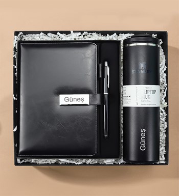 Kişiye Özel Stanley Termos Premium Kutulu Defter Kalem Seti