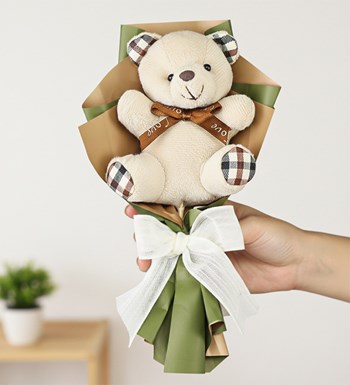 Mini Ayıcık Buketi Çerçeve Kupa Mum Hediye Seti görsel 3