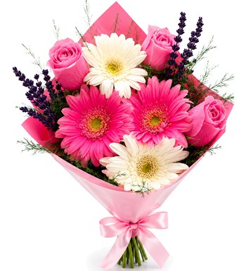 Pembe Gül ve Gerbera Buketi