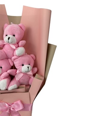 Premium Pembe Mini Sevimli Ayıcık Buketi görsel 2